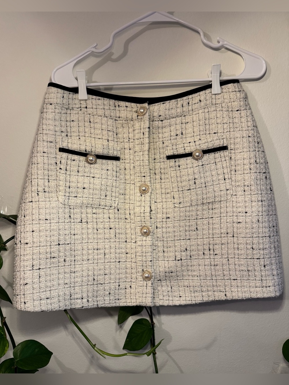 Classic Cream Tweed Mini Skirt